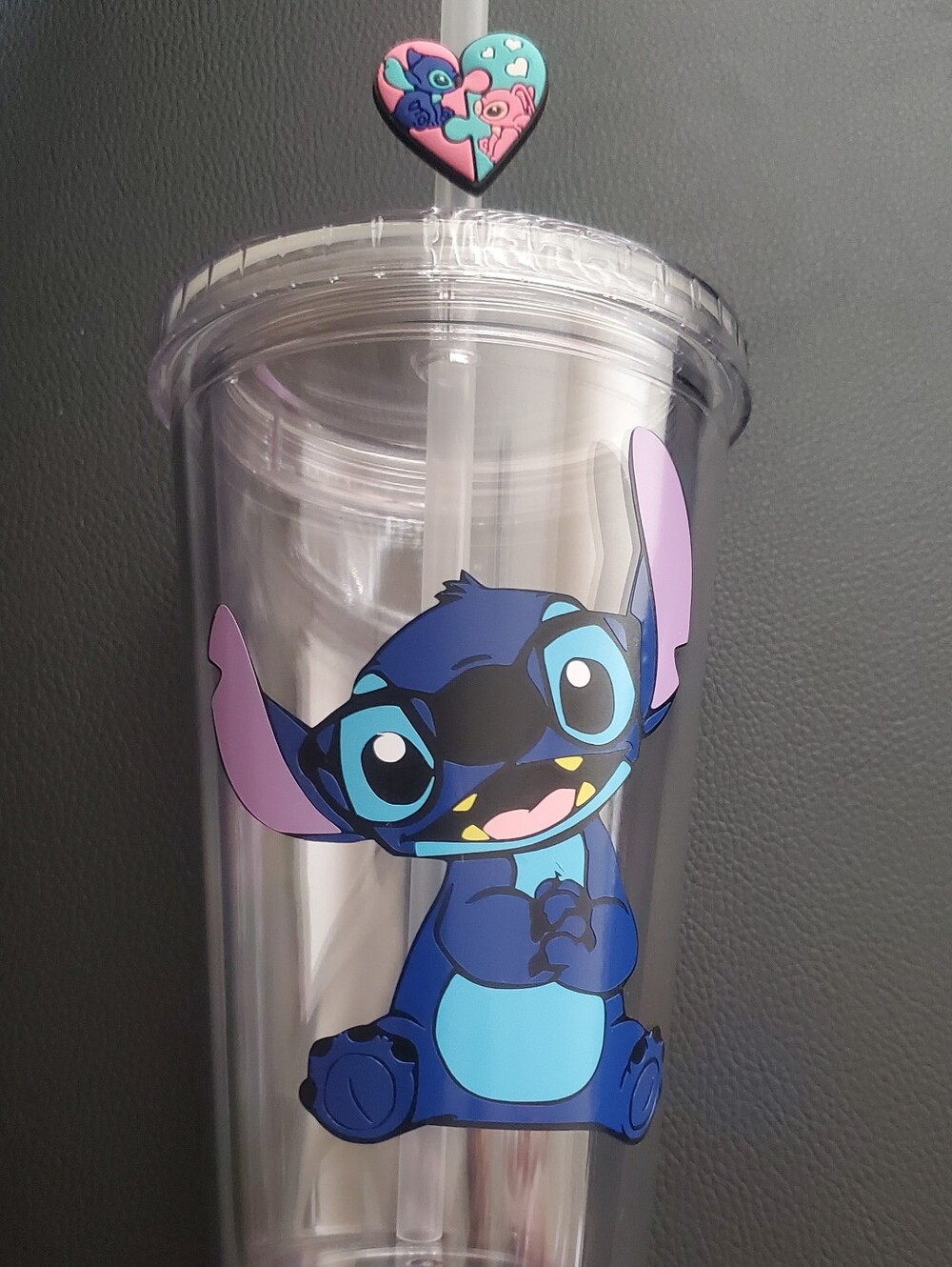 Stitch Character Acrylic Tumbler - Blue & Purple